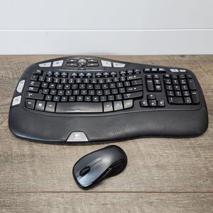 Wireless Logitech Wave K350 Ergonomic Keyboard And Mouse